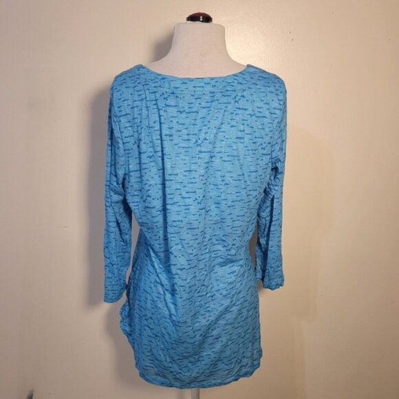 Women's Large: Blue Long Line Quarter Sleeve Light Weight Top - Picture 3 of 6